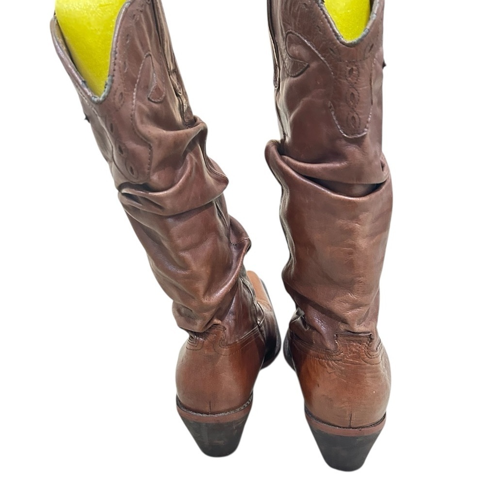 Steve Madden Brown Heeled leather Boots Western Flair slouchy Saddle size 9.5 - Picture 7 of 11